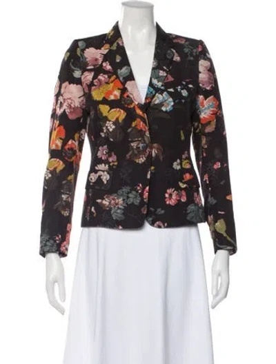 Pre-owned Dries Van Noten Floral Print Blazer In Black