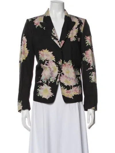 Pre-owned Dries Van Noten Floral Print Blazer In Black