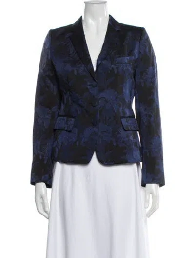 Pre-owned Dries Van Noten Floral Print Blazer In Blue