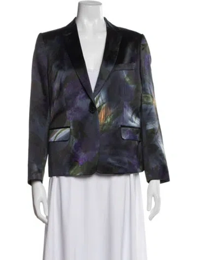 Pre-owned Dries Van Noten Floral Print Blazer In Blue