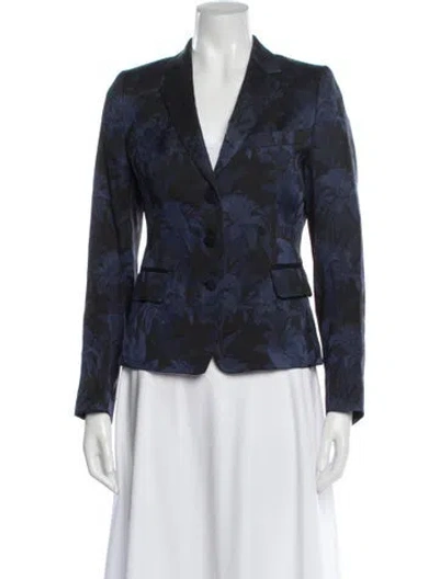 Pre-owned Dries Van Noten Floral Print Blazer In Blue