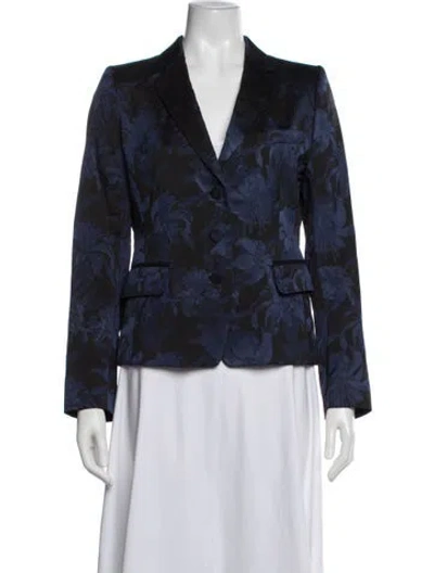 Pre-owned Dries Van Noten Floral Print Blazer In Blue