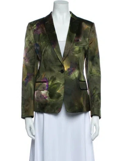Pre-owned Dries Van Noten Floral Print Blazer In Green