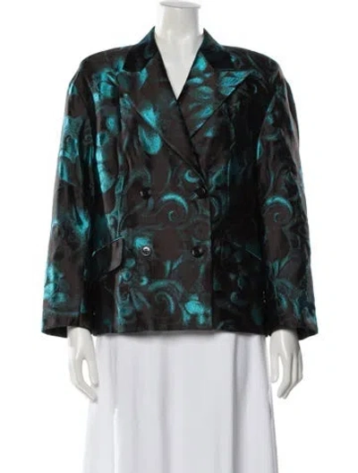 Pre-owned Dries Van Noten Floral Print Blazer In Green