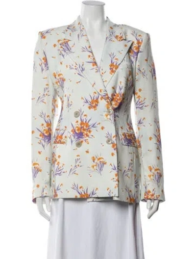 Pre-owned Dries Van Noten Floral Print Blazer In Green