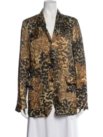 Pre-owned Dries Van Noten Floral Print Blazer In Orange