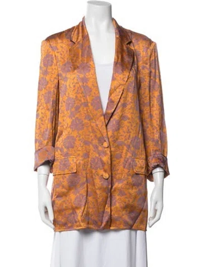 Pre-owned Dries Van Noten Floral Print Blazer In Orange