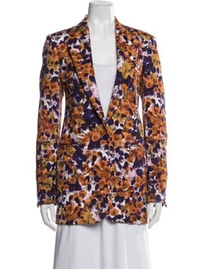 Pre-owned Dries Van Noten Floral Print Blazer In Orange