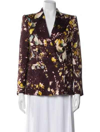 Pre-owned Dries Van Noten Floral Print Blazer In Purple