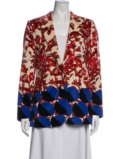 Pre-owned Dries Van Noten Floral Print Blazer In Red