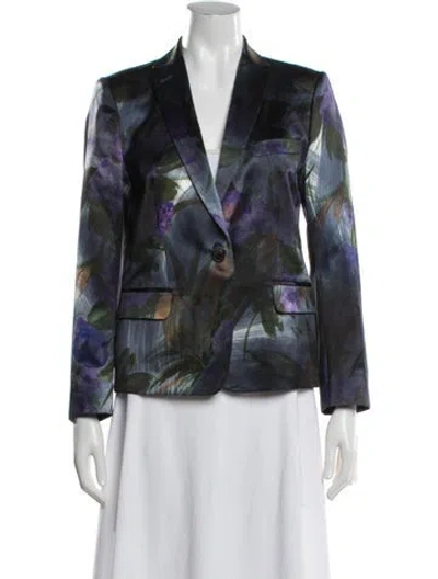 Pre-owned Dries Van Noten Floral Print Blazer W/ Tags In Blue