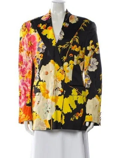 Pre-owned Dries Van Noten Floral Print Blazer In Yellow