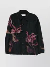 Dries Van Noten Floral Print Blouson Featuring Drawstring Hem In Black