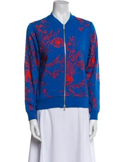 Pre-owned Dries Van Noten Floral Print Bomber Jacket In Blue