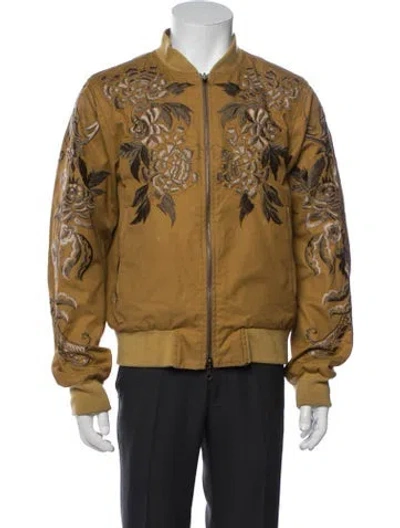 Pre-owned Dries Van Noten Floral Print Bomber Jacket In Brown