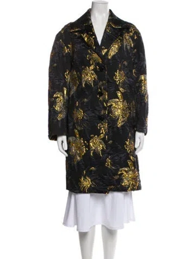 Pre-owned Dries Van Noten Floral Print Coat In Black