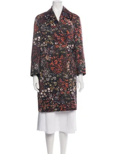 Pre-owned Dries Van Noten Floral Print Coat In Black
