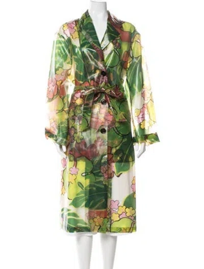 Pre-owned Dries Van Noten Floral Print Coat In Green