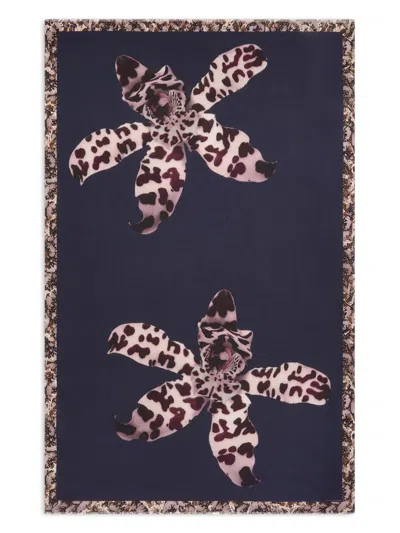 Dries Van Noten Floral-print Cotton Pareo In Blue