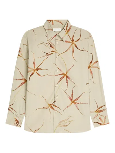 Dries Van Noten Floral-print Cotton Shirt In Neutral