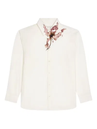 Dries Van Noten Floral-print Cotton Shirt In White