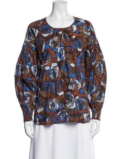 Pre-owned Dries Van Noten Floral Print Crew Neck Blouse In Multi