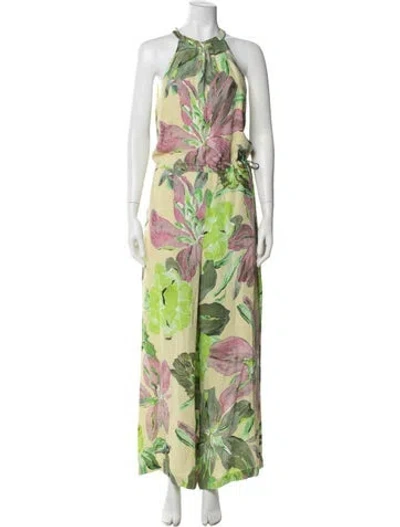 Pre-owned Dries Van Noten Floral Print Crew Neck Jumpsuit In Multi
