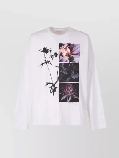 DRIES VAN NOTEN FLORAL PRINT CREW NECK LONG SLEEVES T-SHIRT