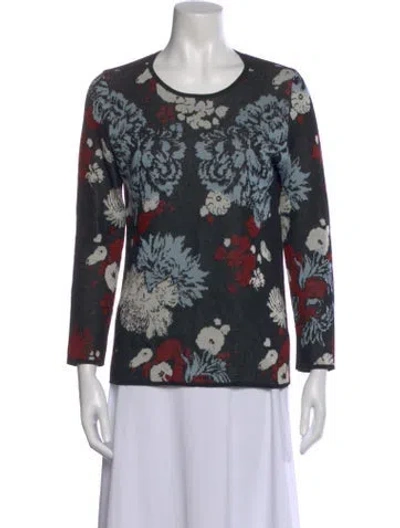 Pre-owned Dries Van Noten Floral Print Crew Neck Sweater In Multi