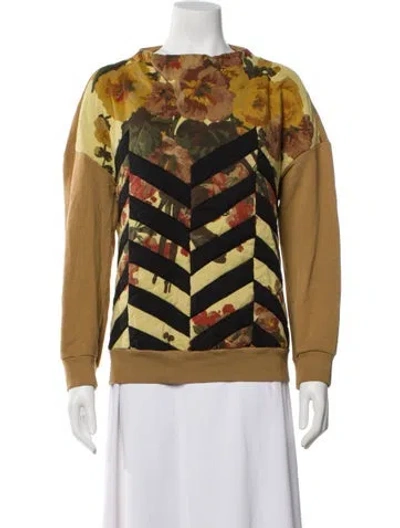Pre-owned Dries Van Noten Floral Print Crew Neck Sweatshirt In Multi