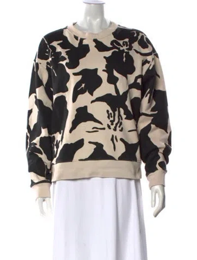 Pre-owned Dries Van Noten Floral Print Crew Neck Sweatshirt In Neutral