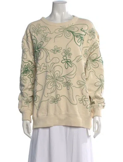 Pre-owned Dries Van Noten Floral Print Crew Neck Sweatshirt In Neutral