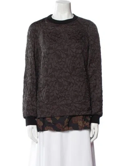 Pre-owned Dries Van Noten Floral Print Crew Neck Sweatshirt W/ Tags In Black