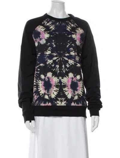 Pre-owned Dries Van Noten Floral Print Crew Neck Sweatshirt In White