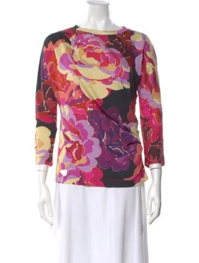 Pre-owned Dries Van Noten Floral Print Crew Neck Top In Pink