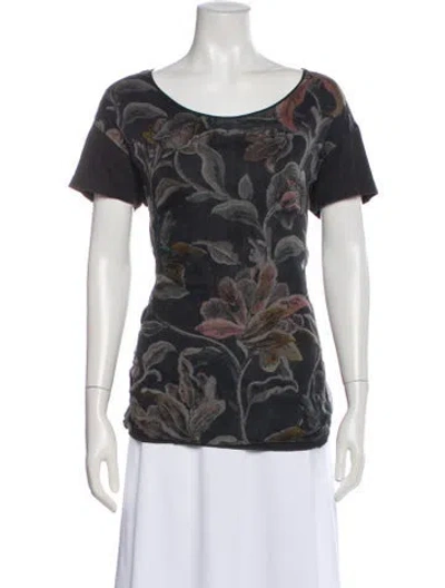 Pre-owned Dries Van Noten Floral Print Crew Neck T-shirt In Blue