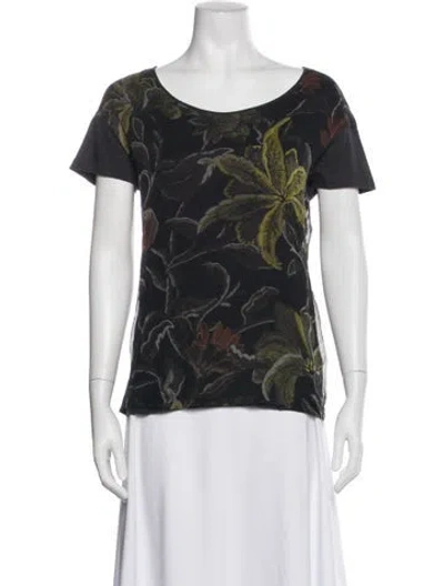 Pre-owned Dries Van Noten Floral Print Crew Neck T-shirt In Blue