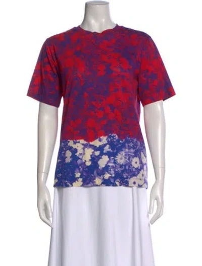 Pre-owned Dries Van Noten Floral Print Crew Neck T-shirt In Blue