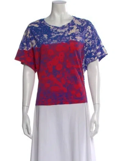 Pre-owned Dries Van Noten Floral Print Crew Neck T-shirt In Blue