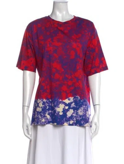 Pre-owned Dries Van Noten Floral Print Crew Neck T-shirt In Blue