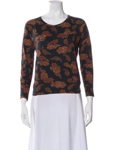 Pre-owned Dries Van Noten Floral Print Crew Neck T-shirt In Gray