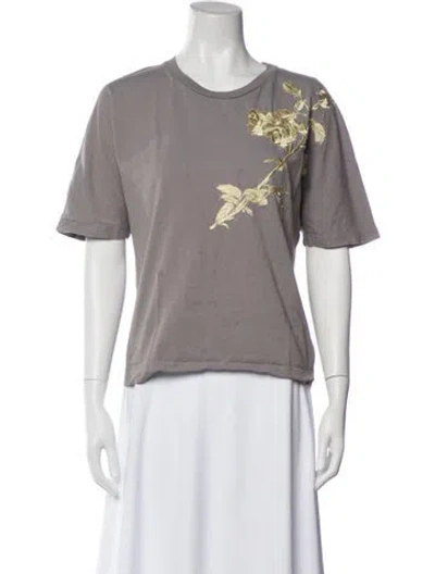 Pre-owned Dries Van Noten Floral Print Crew Neck T-shirt In Gray