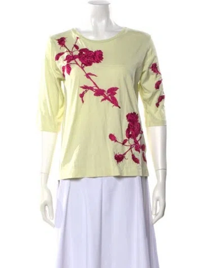 Pre-owned Dries Van Noten Floral Print Crew Neck T-shirt In Green