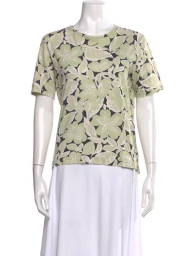 Pre-owned Dries Van Noten Floral Print Crew Neck T-shirt In Green