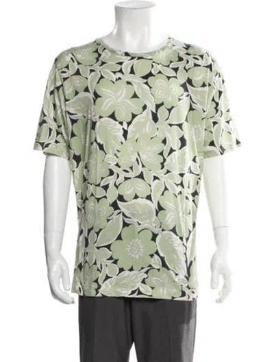 Pre-owned Dries Van Noten Floral Print Crew Neck T-shirt In Green