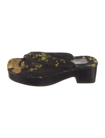 Pre-owned Dries Van Noten Floral Print Flip Flops In Black
