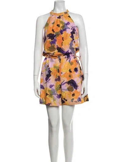 Pre-owned Dries Van Noten Floral Print Halterneck Romper In Orange