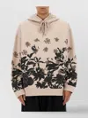 Dries Van Noten Floral Print Hoodie With Drawstring And Pocket In Neutral