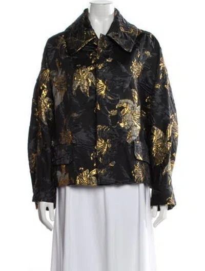 Pre-owned Dries Van Noten Floral Print Jacket In Black