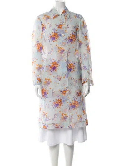 Pre-owned Dries Van Noten Floral Print Jacket In Blue